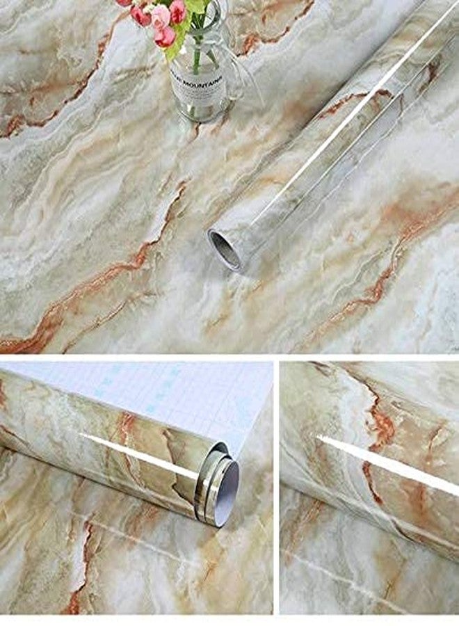 JENY Marble Granite Contact Paper 24"x78.7" Decorative Sticker Shelf Liners Cabinets Shelves Doors Film Waterproof Wallpaper Oil Proof Vinyl Paper Furniture Cover Surface Kitchen (Orange-Crack) - Image 1